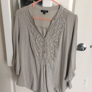 Soft material top with half button up lace front